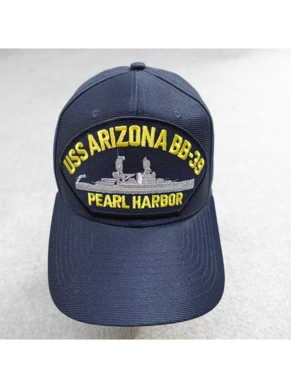Vintage Pearl Harbor Hat Blue Snapback USS Arizona BB-39 Made in USA